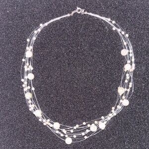 Remington Floating Faux Pearl Pink and Off White Necklace